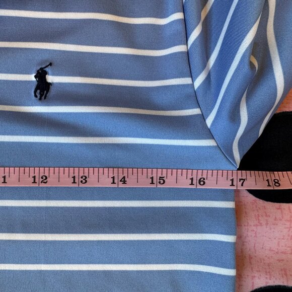 Polo Ralph Lauren Men's Shirt Small Blue White Striped Short Sleeve Polo Preowne - Picture 3 of 3